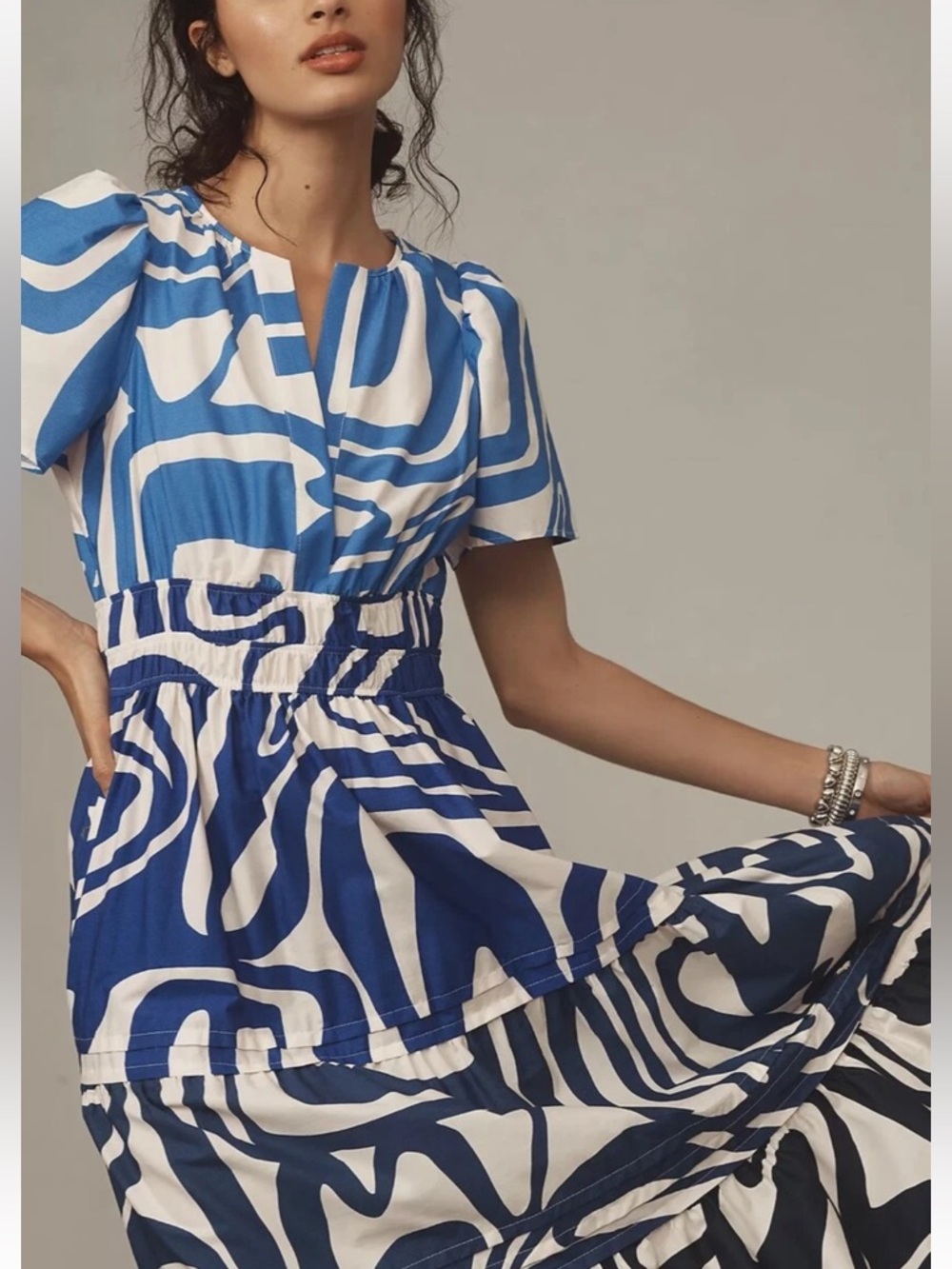 Anthropologie The Somerset Maxi Dress in shades of blue and white - Picture 3 of 7